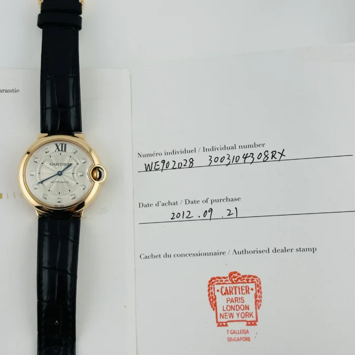 Cartier Ballon Bleu Silver Factory Diamond Dial on Leather Ref. 3003/WE902028 with Papers 2012 - Image 5