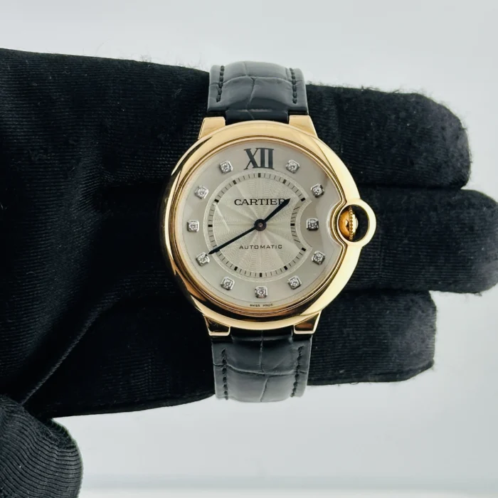 Cartier Ballon Bleu Silver Factory Diamond Dial on Leather Ref. 3003/WE902028 with Papers 2012 - Image 2