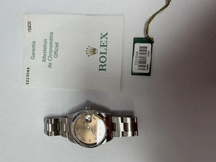 Rolex Oyster Perpetual Date Pink Dial on Oyster Ref. 15200 with Papers 2003 - Image 5