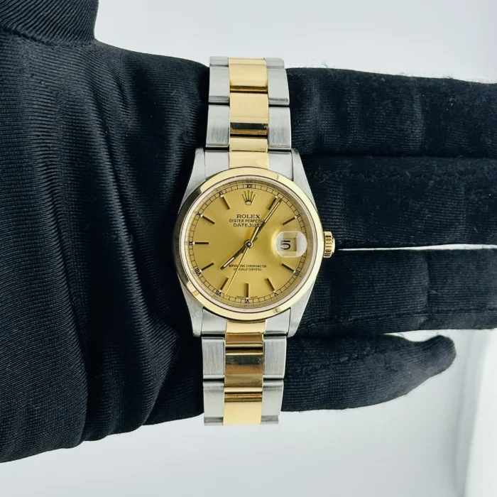 Rolex Datejust Champagne Stick Dial on Oyster Ref. 16203 with Papers 2002 - Image 2
