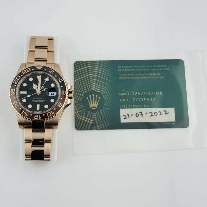 Rolex GMT-Master II "Root Beer" Black Dial on Oyster Ref. 126715CHNR with New Style Card (green) 2022 - Image 5
