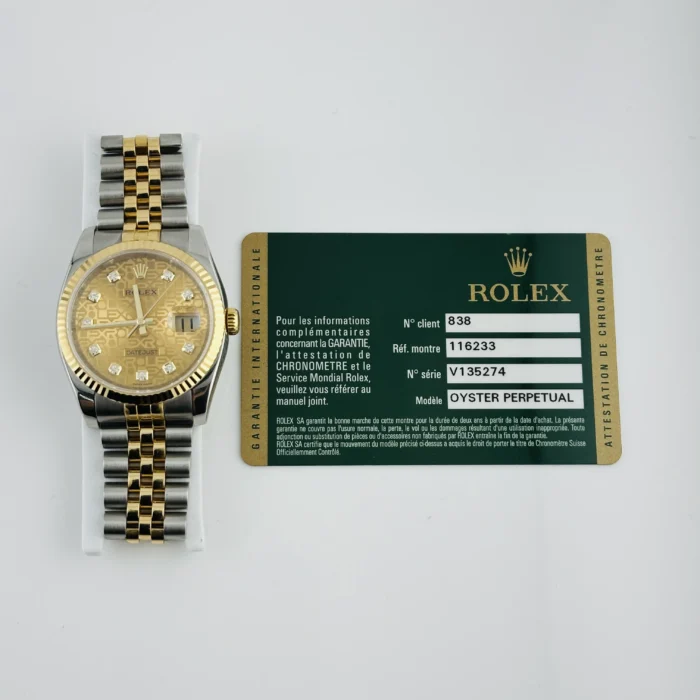 Rolex Datejust Gold Anniversary Diamond Dial Dial on Jubilee Ref. 116233 with Card (Old Green) 2009 - Image 5