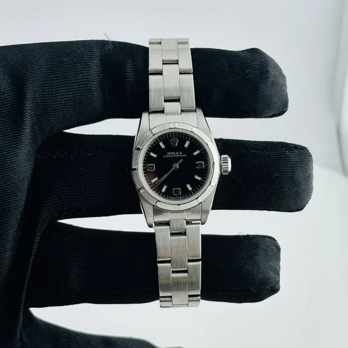 Rolex Oyster Perpetual Black Dial on Oyster Ref. 67230 with Papers 1997 - Image 2