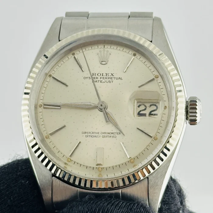Rolex Datejust Silver Stick / Has Spots Dial on Folded Oyster Ref. 1601 - Image 1