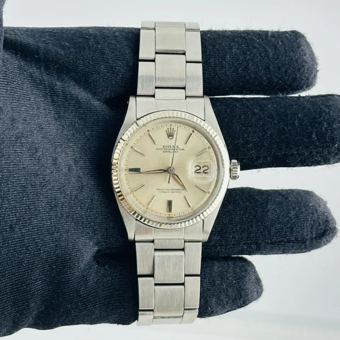 Rolex Datejust Silver Stick / Has Spots Dial on Folded Oyster Ref. 1601 - Image 2