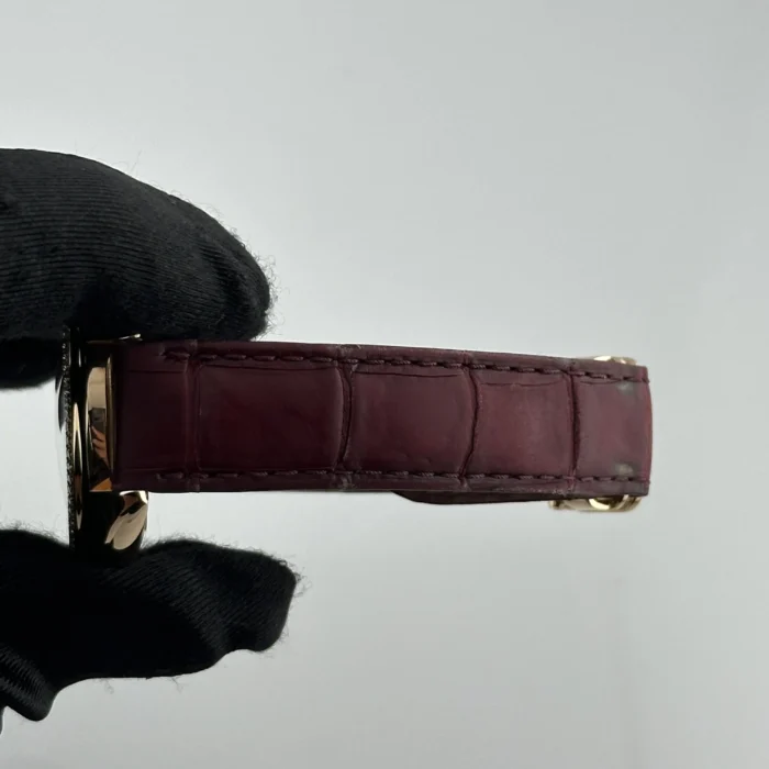 Cartier Cle Silver Roman Dial on Maroon Leather Ref. 3854 with Papers 2019 - Image 4