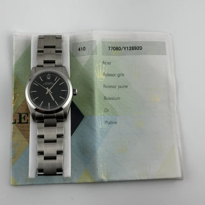 Rolex Oyster Perpetual Black Dial on Oyster Ref. 77080 with Papers - Image 5