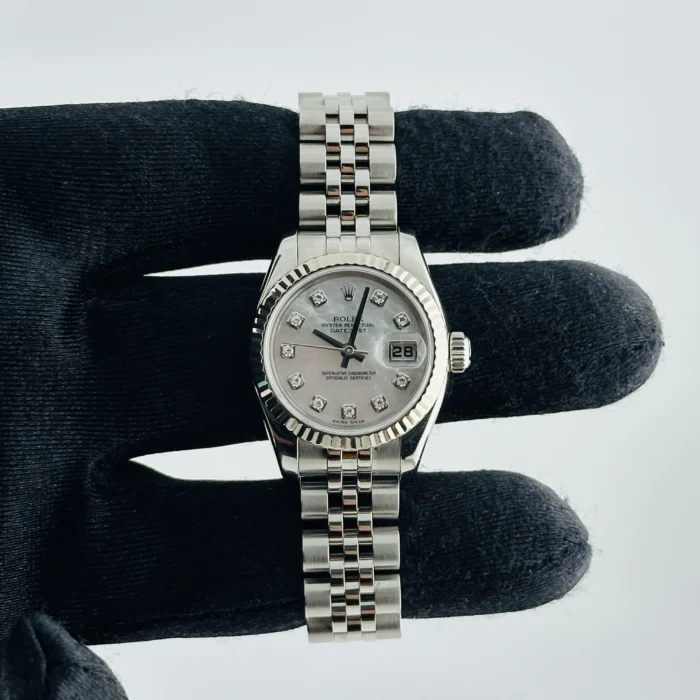 Rolex Datejust Lady White MOP Diamond Dial on Jubilee Hidden-Clasp Bracelet Ref. 179174 - Image 2