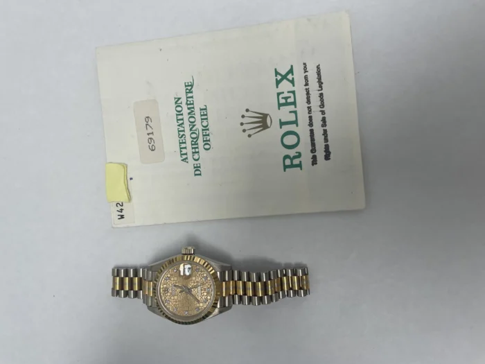 Rolex Datejust Gold Diamond Dial on President Ref. 69179 with Papers 1994 - Image 4