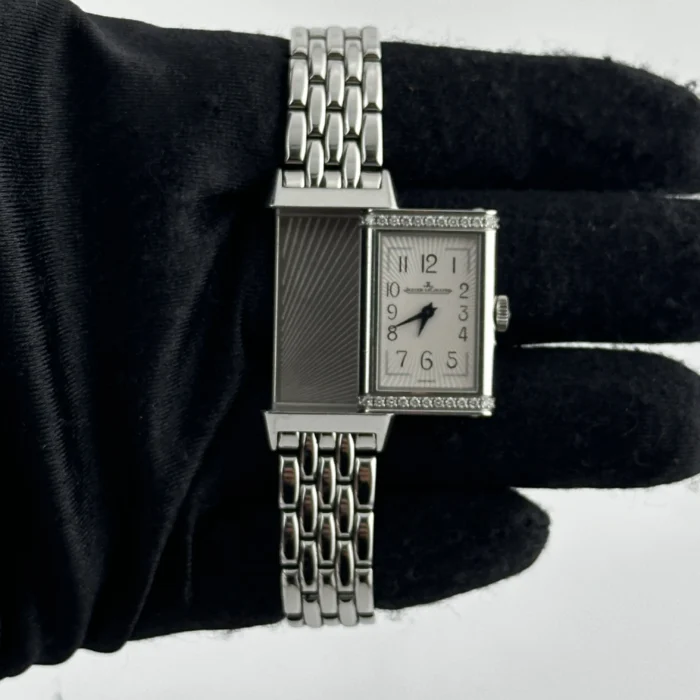 Jaeger-LeCoultre Reverso B/M White Arabic Dial on 5 Row Links Ref. 201.8.47 with Manuals Only - Image 3