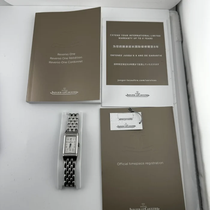 Jaeger-LeCoultre Reverso B/M White Arabic Dial on 5 Row Links Ref. 201.8.47 with Manuals Only - Image 6