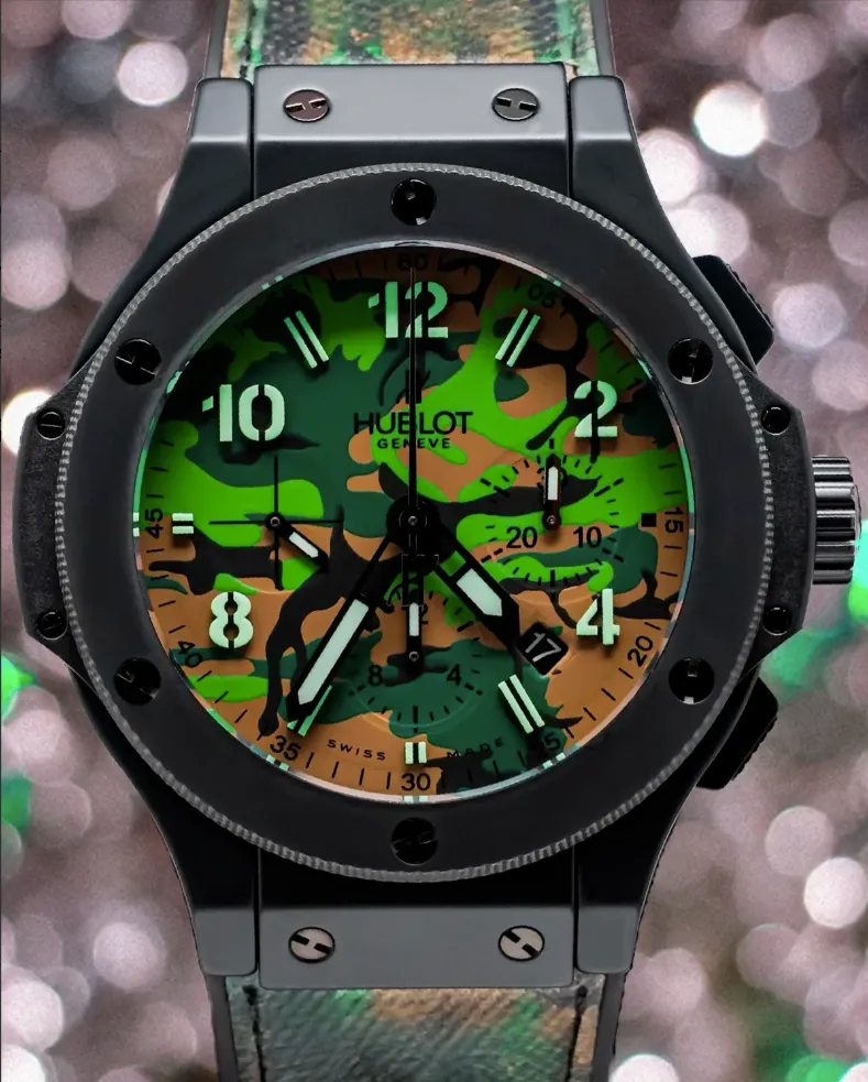 20252235_csp2s14zh15j8lp5m0ddu7z08941.webp Hublot Big Bang Commando Jungle B/P Green Camouflage Dial on Leather & Rubber Ref. 301.C1.8610.NR with Card 2012 - Image 1