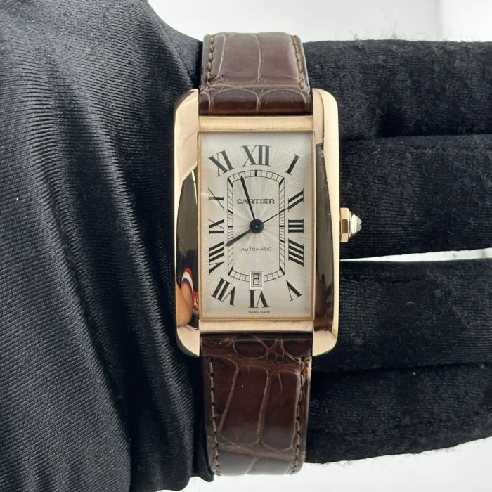Cartier Tank Americaine XL Silver Roman Dial on Leather Ref. 2927 with Papers 2009 - Image 2
