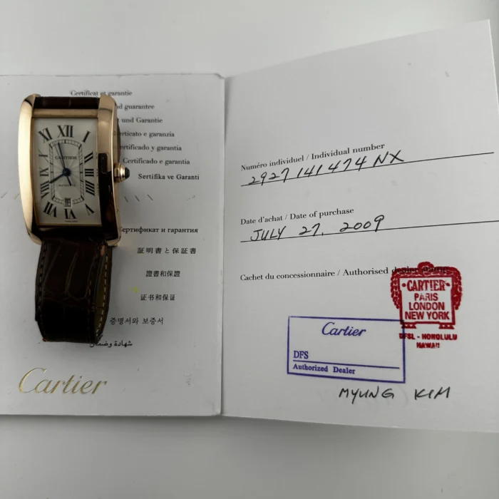 Cartier Tank Americaine XL Silver Roman Dial on Leather Ref. 2927 with Papers 2009 - Image 5