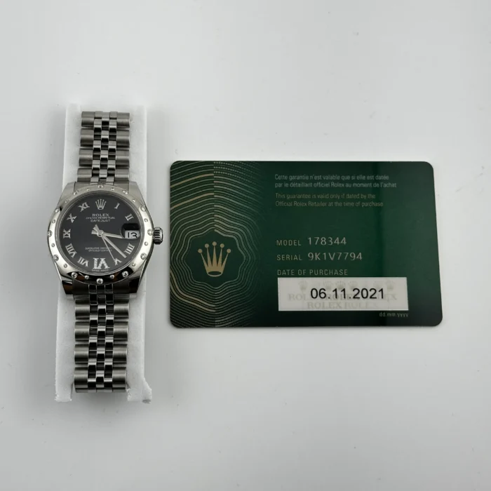 Rolex Datejust Purple Roman Dial on Jubilee Ref. 178344 with New Style Card (green) 2021 - Image 5