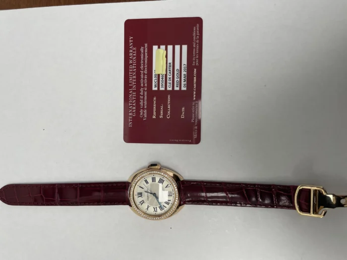 Cartier Cle Silver Dial on Leather Ref. 3950 with Card 2017 - Image 4