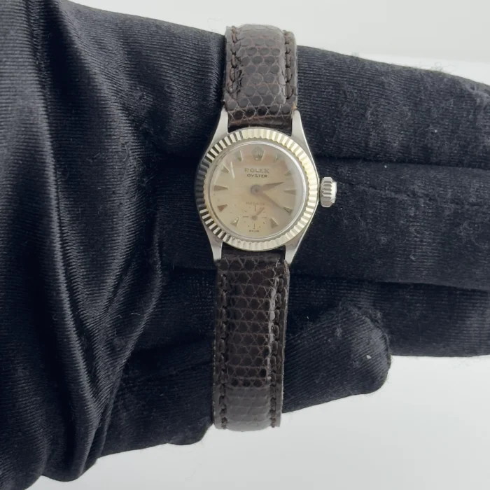Rolex Oyster Precision Silver Dial on AM Leather Strap Ref. 6527 - Image 1