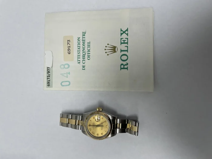 Rolex Datejust Gold Arabic Dial on Oyster Ref. 69173 with Papers 1987 - Image 4