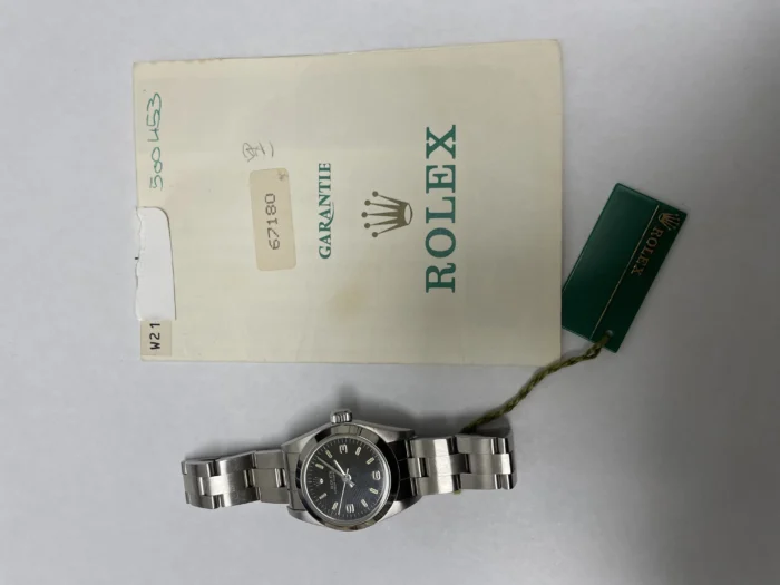 Rolex Oyster Perpetual Black Dial on Oyster Ref. 67180 with Papers 1995 - Image 5