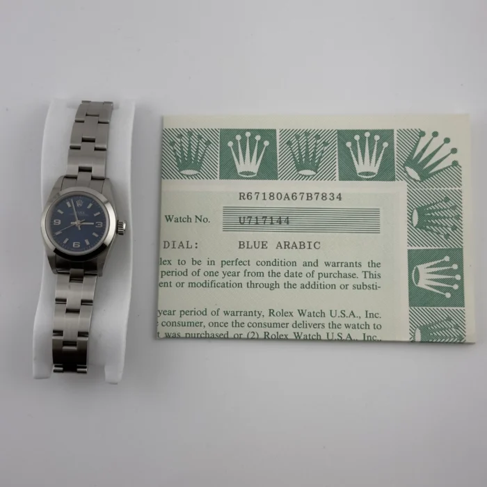 Rolex Oyster perpetual Blue Dial on Oyster Ref. 67180 with Papers 1997 - Image 5