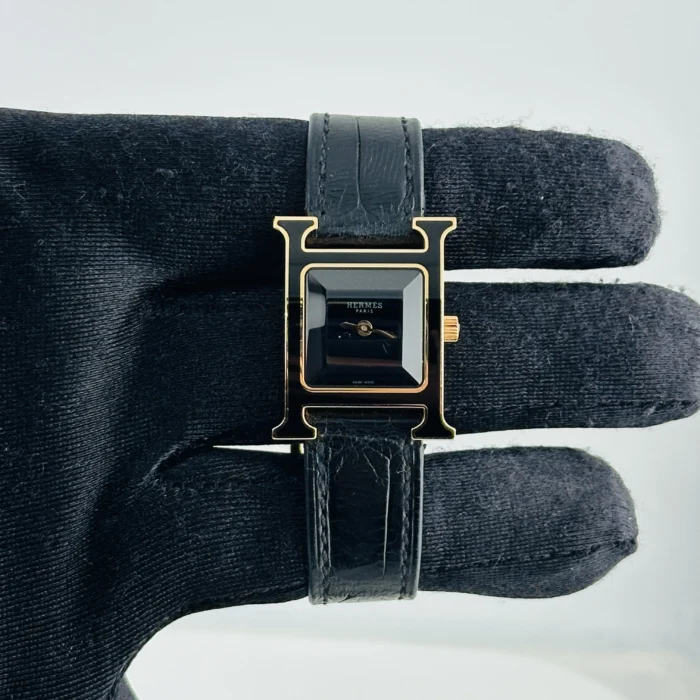 Hermes H Black Dial on Leather Ref. HH1.270B with Papers - Image 2