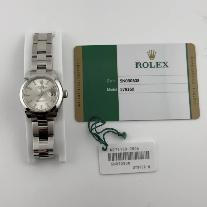 Rolex Datejust Silver Index Dial on Oyster Ref. 279160 with New Style Card (White) 2020 - Image 5