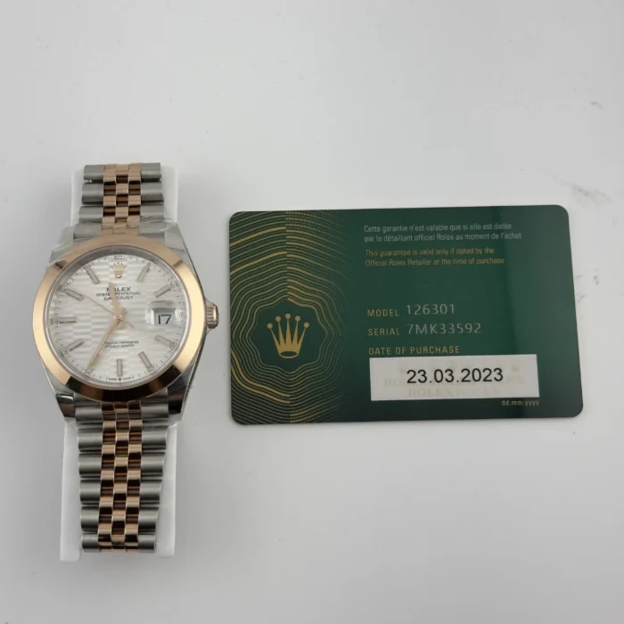 Rolex Datejust 41 Silver Fluted Motif Dial on Jubilee Ref. 126301 with New Style Card (green) 2023 - Image 5