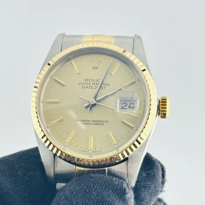 Rolex Datejust Champagne Stick Dial on D-Link Jubilee Bracelet Ref. 16013 - Image 3