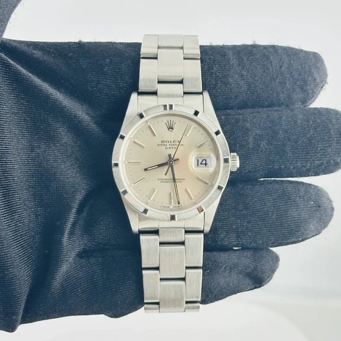 Rolex Oyster Perpetual Date Silver Stick Dial on Oyster Bracelet Ref. 15210 - Image 2