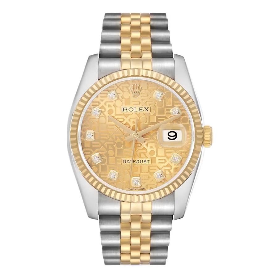 20325470_wpaspsg5t1z3ts9aynd26bhqfbk6.webp Rolex Datejust Champagne Anniversary Factory Diamond Dial Dial on D-Link Jubilee Hidden-Clasp Bracelet Ref. 116233G - Image 1