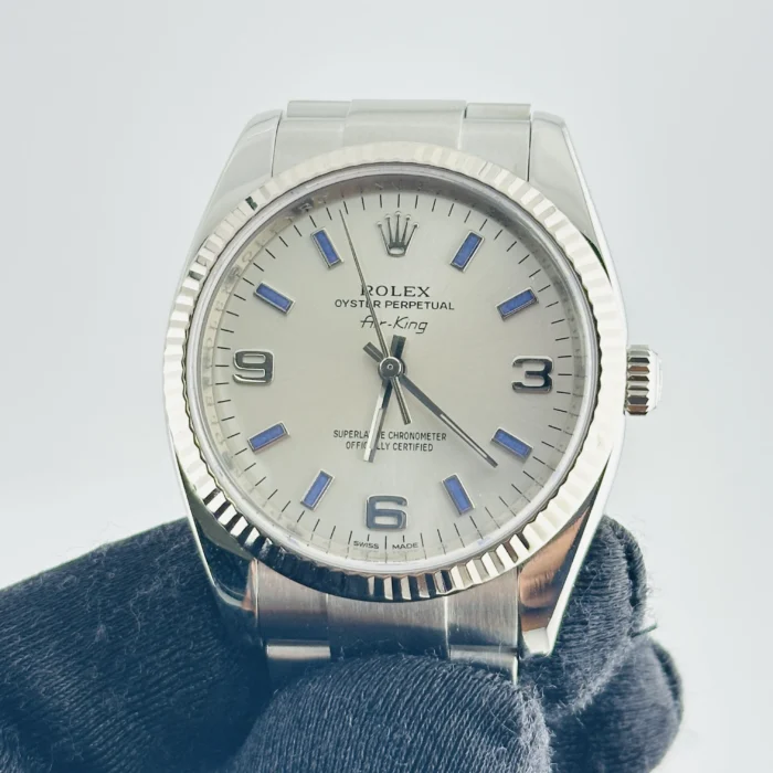 Rolex Air-King Silver 3,6,9 / Blue Markers Dial on Oyster Bracelet Ref. 114234 - Image 3