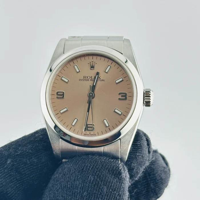 Rolex Oyster Perpetual Salmon / Arabic 3,6.9 Dial on Oyster Bracelet Ref. 77080 - Image 3