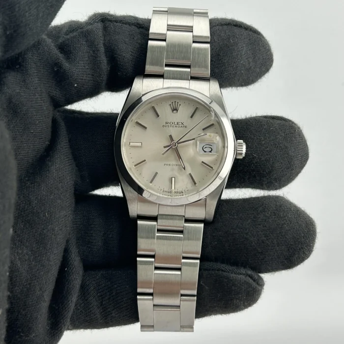 Rolex Oysterdate Precision Silver Stick Dial on Oyster Bracelet Ref. 6694 with Papers 1989 - Image 2