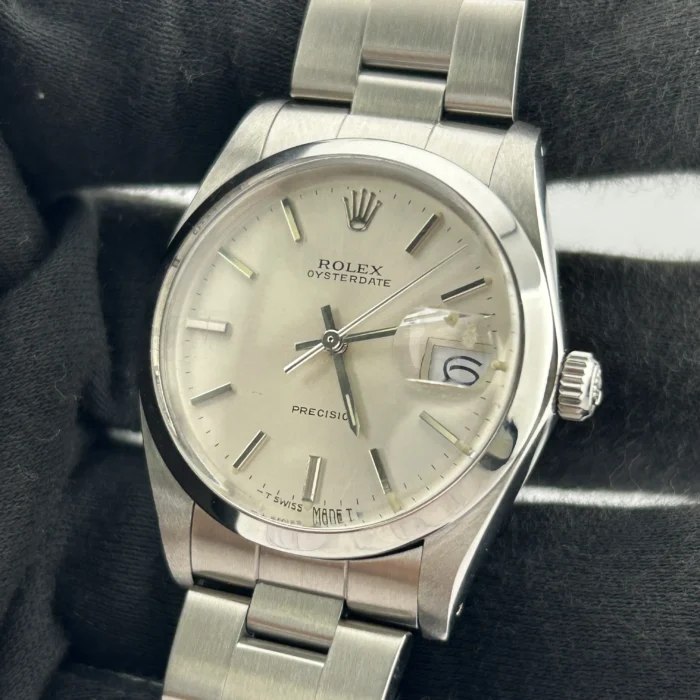 Rolex Oysterdate Precision Silver Stick Dial on Oyster Bracelet Ref. 6694 with Papers 1989 - Image 3