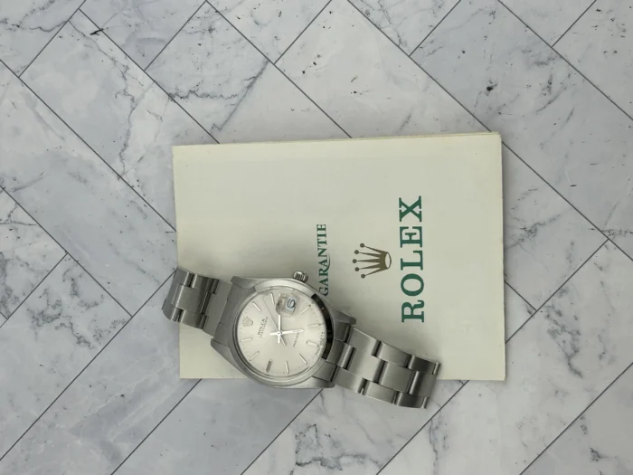 Rolex Oysterdate Precision Silver Stick Dial on Oyster Bracelet Ref. 6694 with Papers 1989 - Image 7