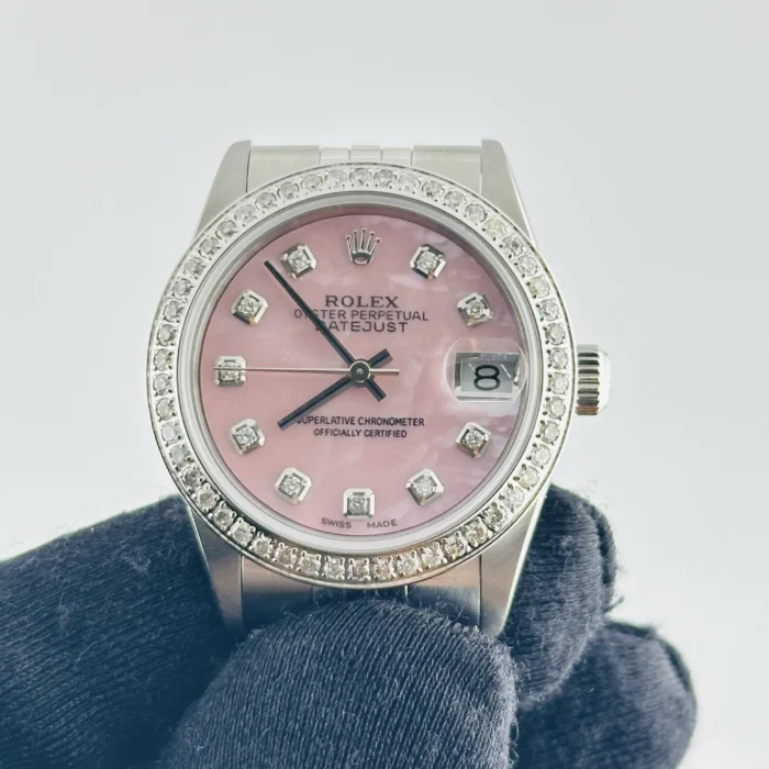 Rolex Datejust AM Pink MOP Diamond Dial on D-Link Jubilee Bracelet Ref. 68240 - Image 2
