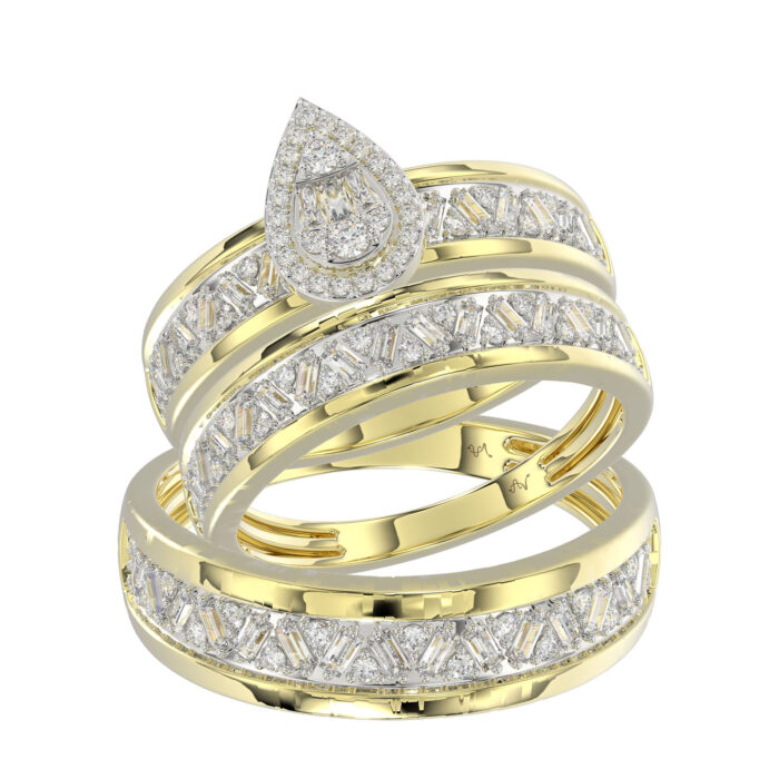 20598082_317313Y.jpg LADIES TRIO SET 1.00CT ROUND/BAGUETTE DIAMOND 10K YELLOW GOLD - Image 1
