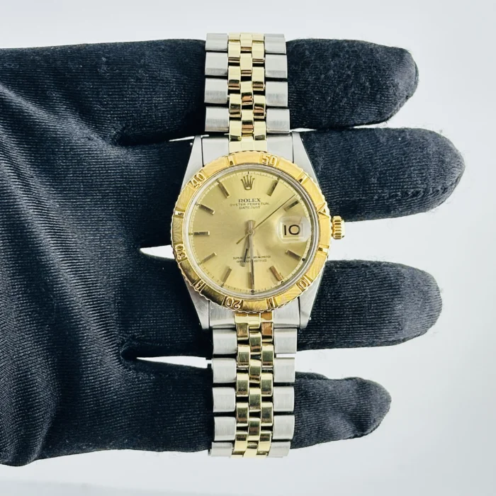 Rolex Datejust Turnograph Champagne Stick / Has Spots Dial on Folded Jubilee Bracelet Ref. 1625 - Image 3