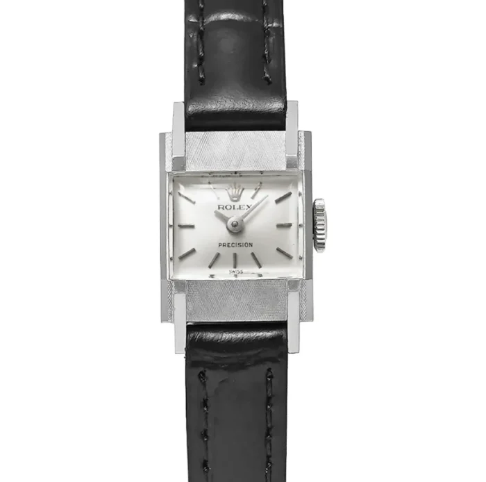 Rolex Precision Silver Stick Dial on Generic Leather Band Ref. 2158 - Image 1