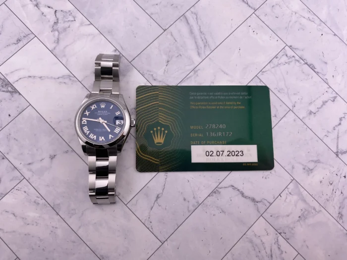 Rolex Datejust 31 Blue Roman Dial on Oyster Ref. 278240 with Card (New Style Green) 2023 - Image 7