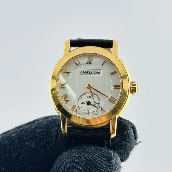 Audemars Piguet Jules Audemars Silver / Rose Gold Roman Numerals Dial on OG Leather Strap AM Buckle Ref. 77208OR - Image 3