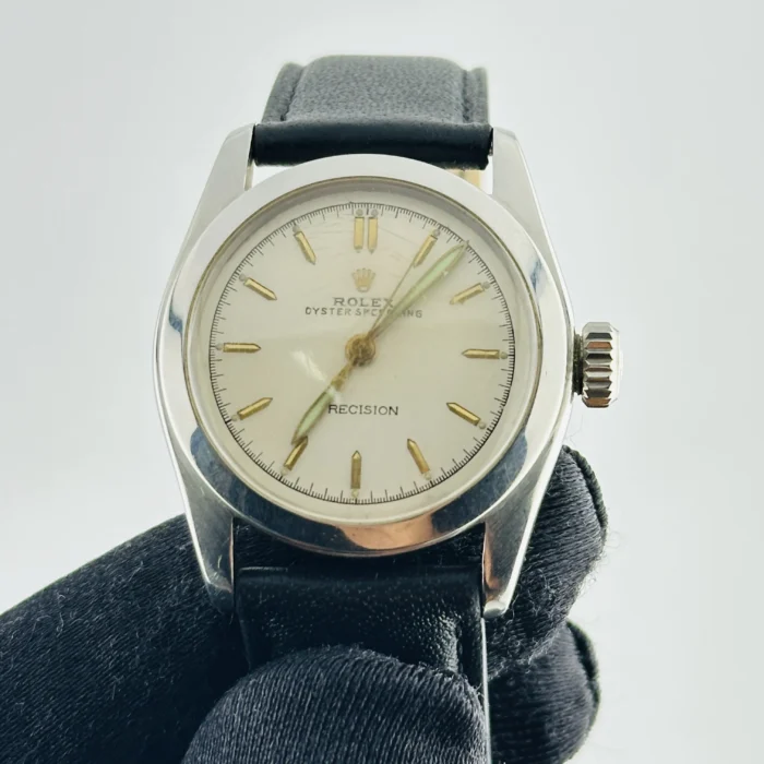 Rolex Oyster Speed-King Silver w Gold Stick Dial on Generic Leather Band Ref. 6056 - Image 2