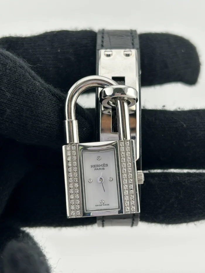 Hermes Kelly White MOP Dial on Leather Ref. KE1.232 - Image 2