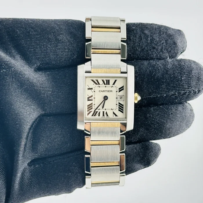 Cartier Tank Francaise Midsize White Roman Dial on 2-Tone Ref. 2465 - Image 2