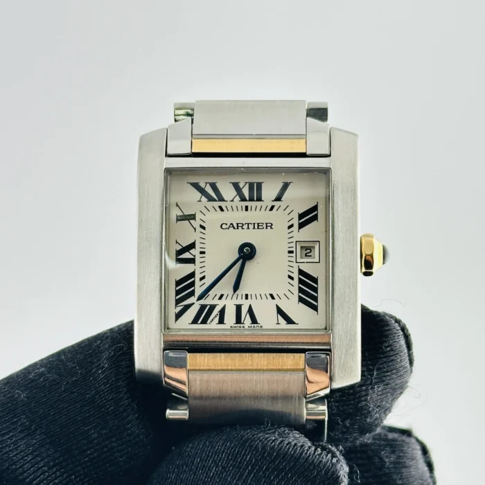 Cartier Tank Francaise Midsize White Roman Dial on 2-Tone Ref. 2465 - Image 3