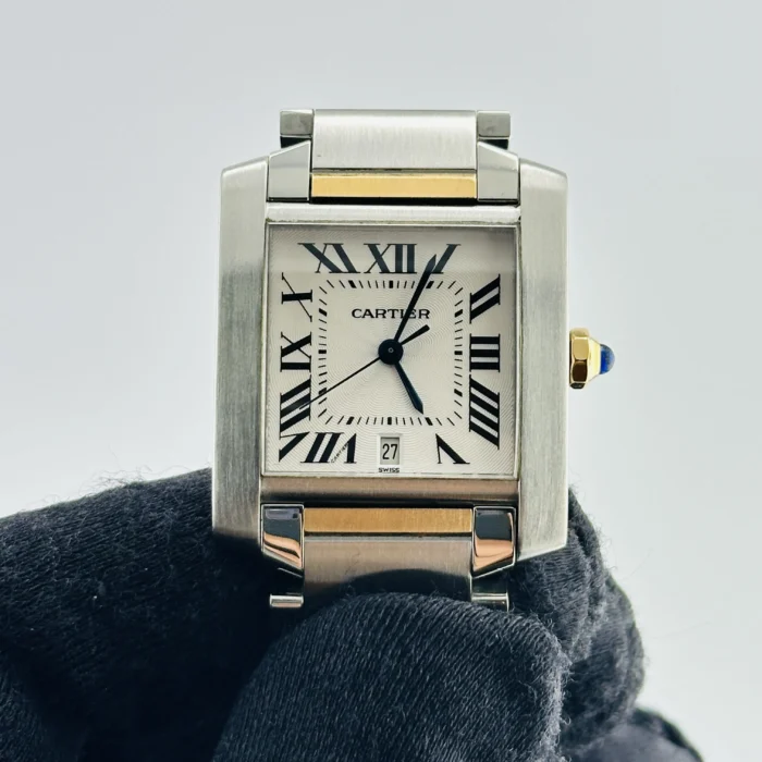 Cartier Tank Francaise Large Silver Roman Dial on 2-Tone Bracelet Ref. 2302 - Image 3