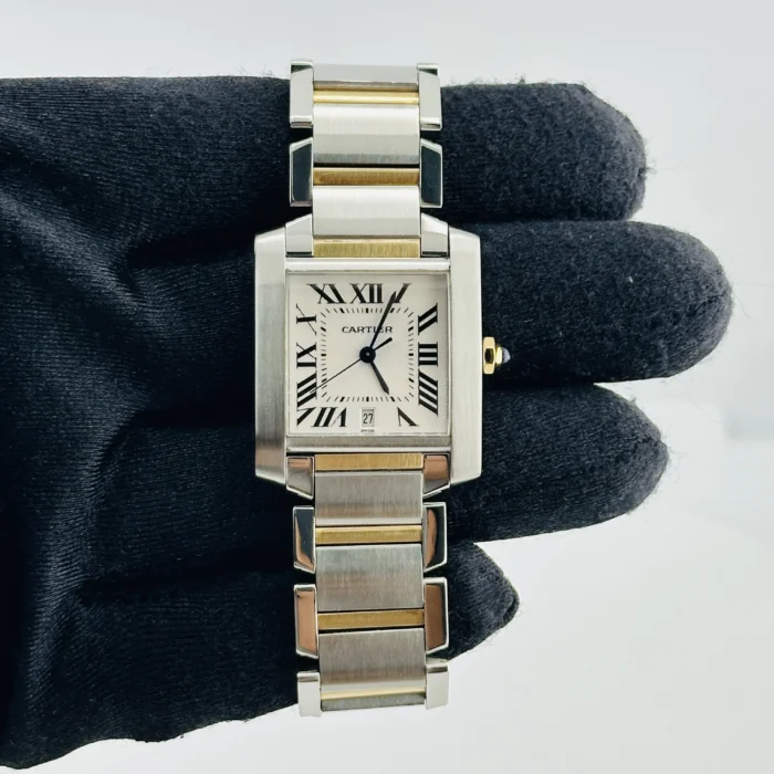 Cartier Tank Francaise Large Silver Roman Dial on 2-Tone Bracelet Ref. 2302 - Image 2