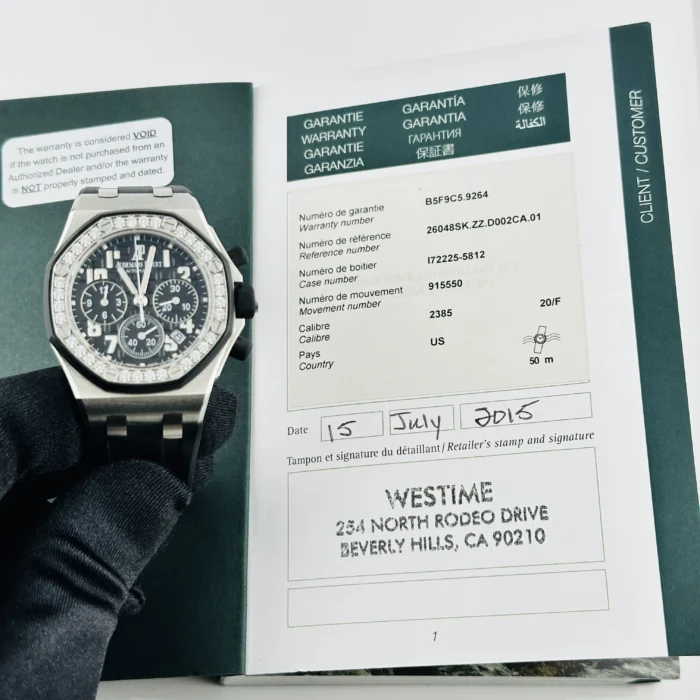 Audemars Piguet Royal Oak Offshore Chronograph Black Arabic Chrono Dial on Rubber Strap Ref. 26048SK.ZZ.D002CA.01 with Papers 2015 - Image 7