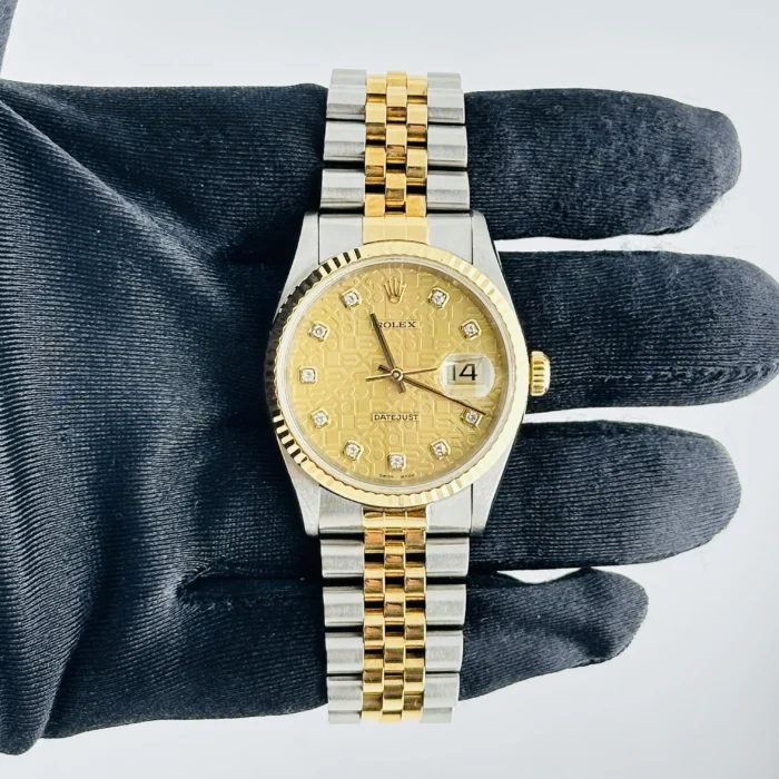 Rolex Datejust Champagne Anniversary Diamond Dial Dial on D-Link Jubilee Bracelet Ref. 16233G - Image 2