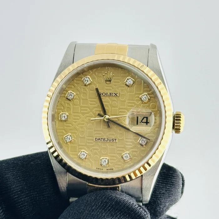 Rolex Datejust Champagne Anniversary Diamond Dial Dial on D-Link Jubilee Bracelet Ref. 16233G - Image 3